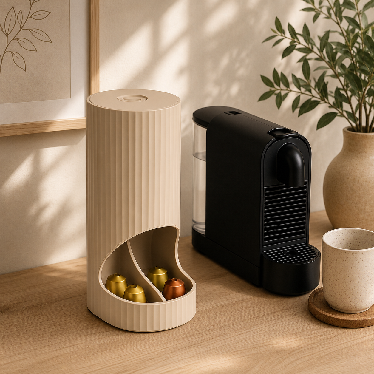 Porta Capsule Caffè – Design Cilindrico con Scanalature