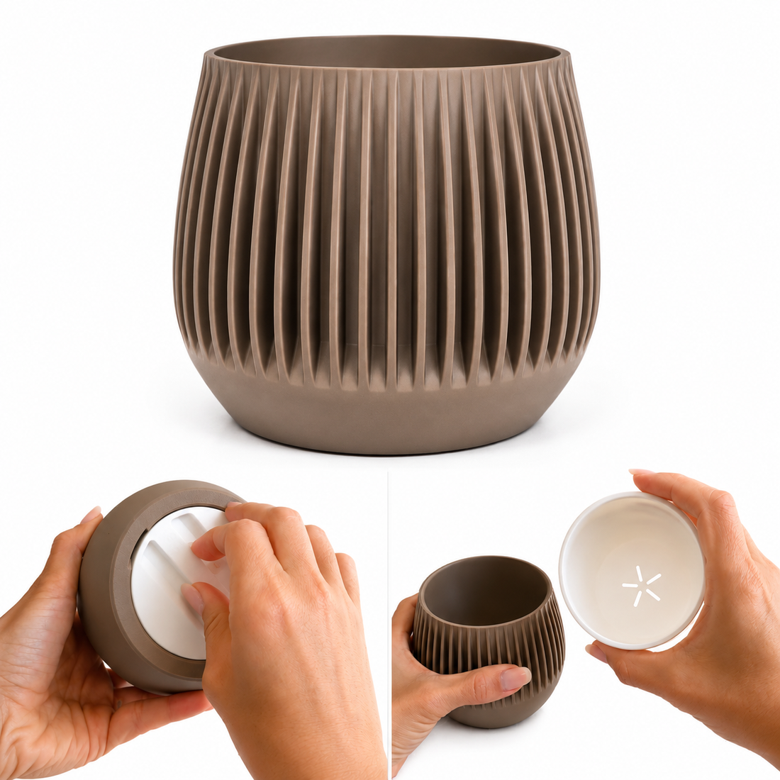Vaso per Piante con Fondo Rimovibile – Scanalature Verticali