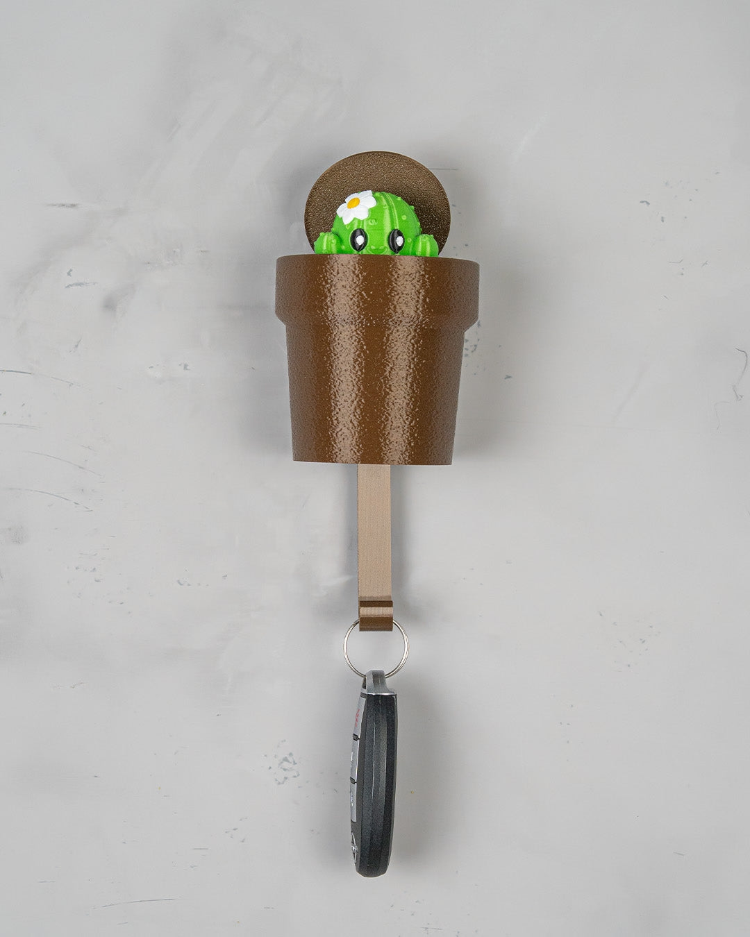 Portachiavi da parete a forma di vaso con cactus