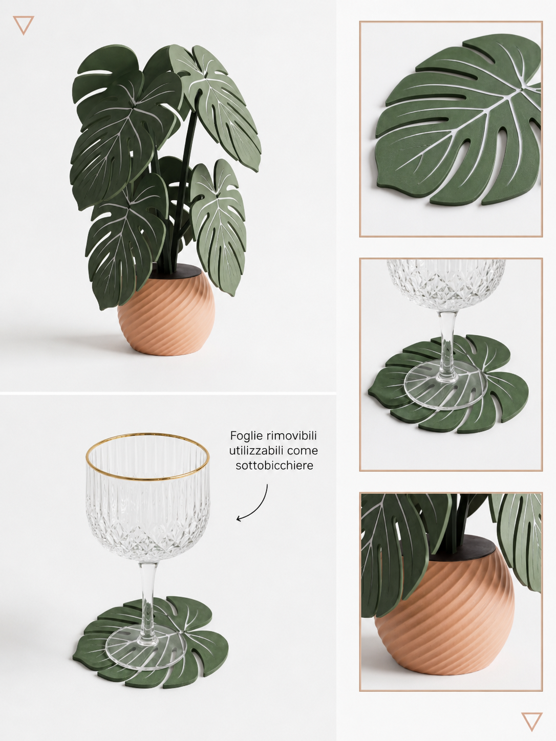 Pianta Monstera Decorativa con Sottobicchieri Rimovibili