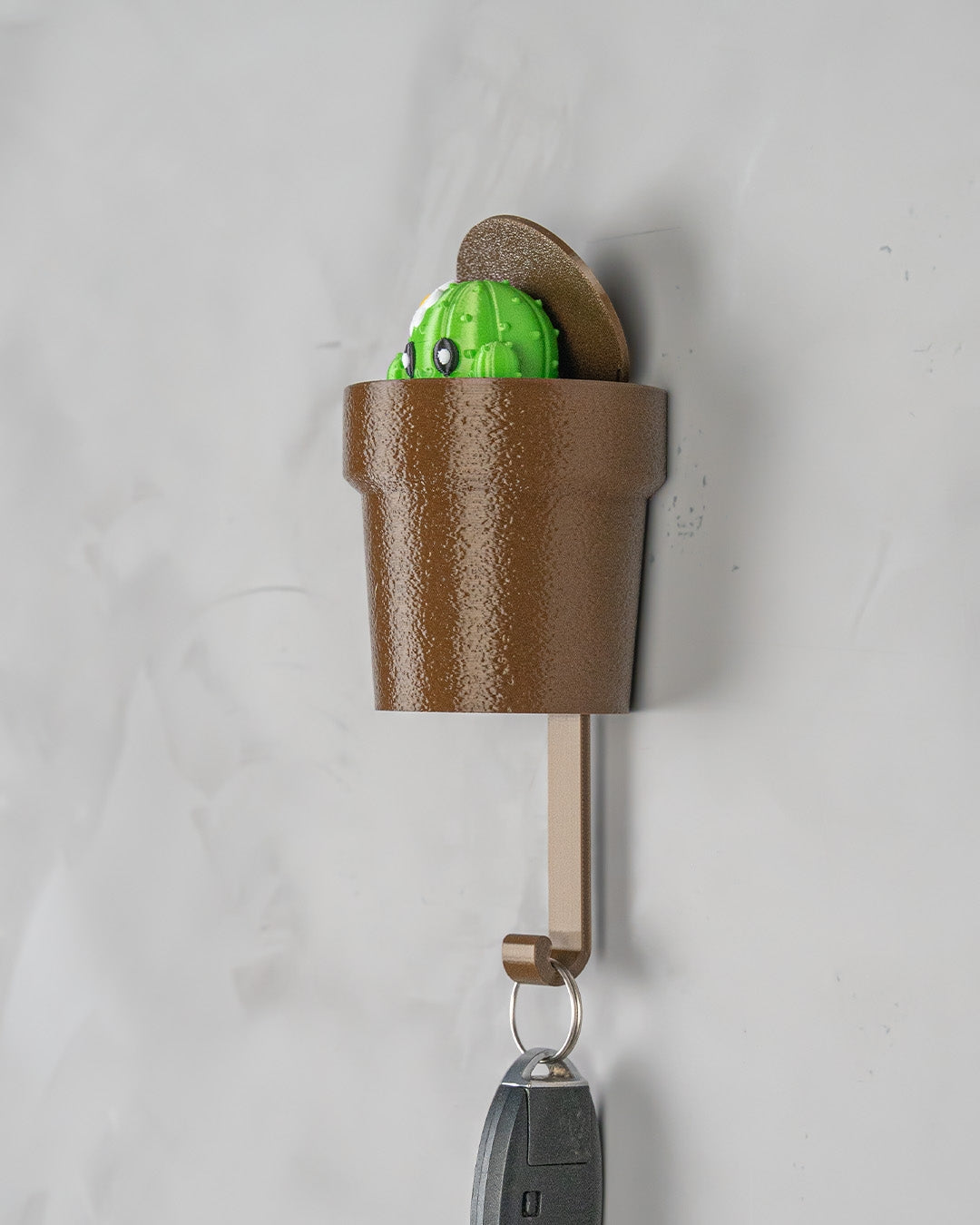 Portachiavi da parete a forma di vaso con cactus