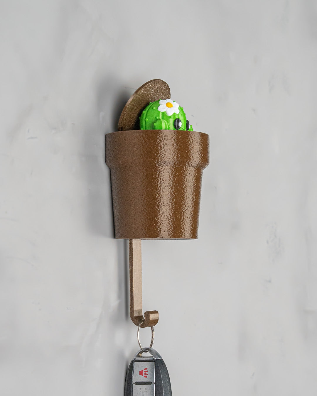 Portachiavi da parete a forma di vaso con cactus