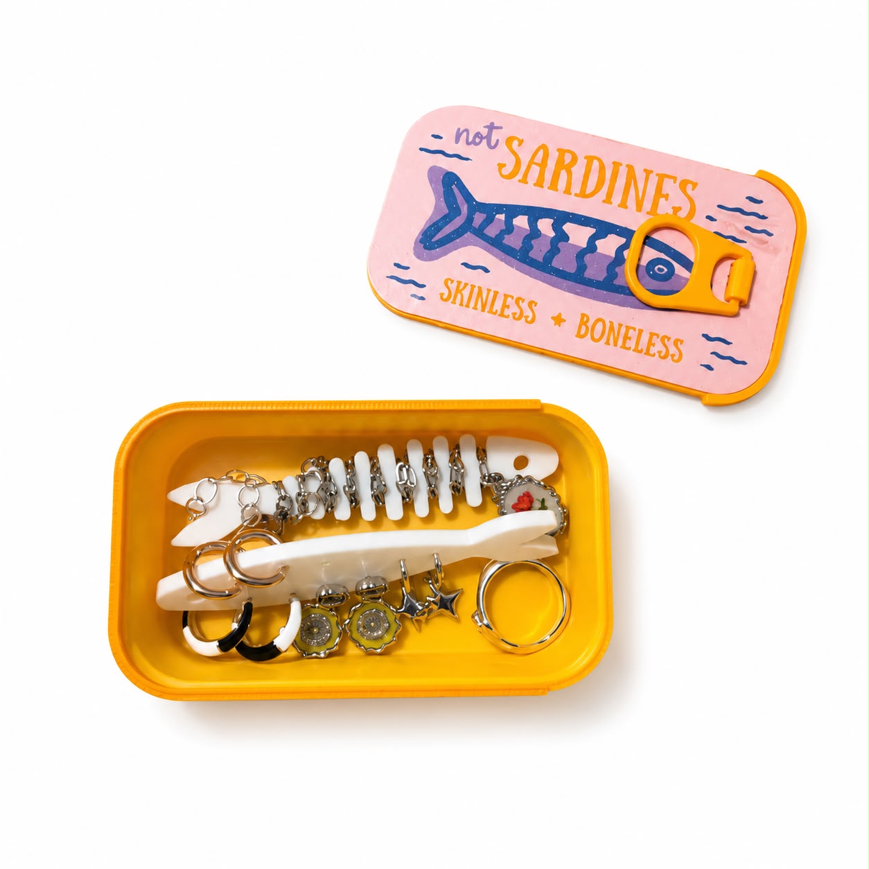 Portagioie da viaggio “Not Sardines”.