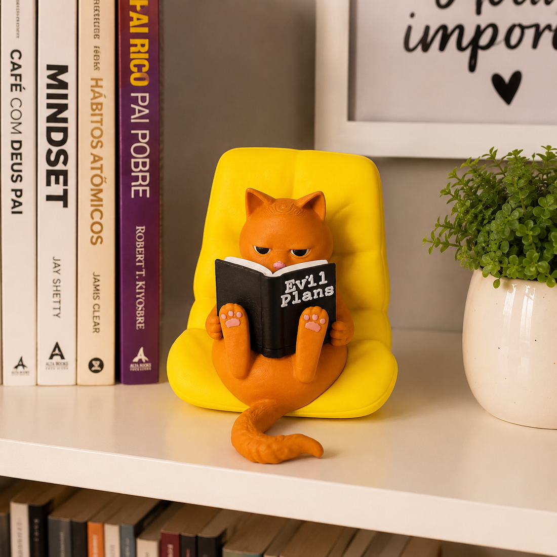 Gatto Evil Plans – Statuetta Decorativa Divertente