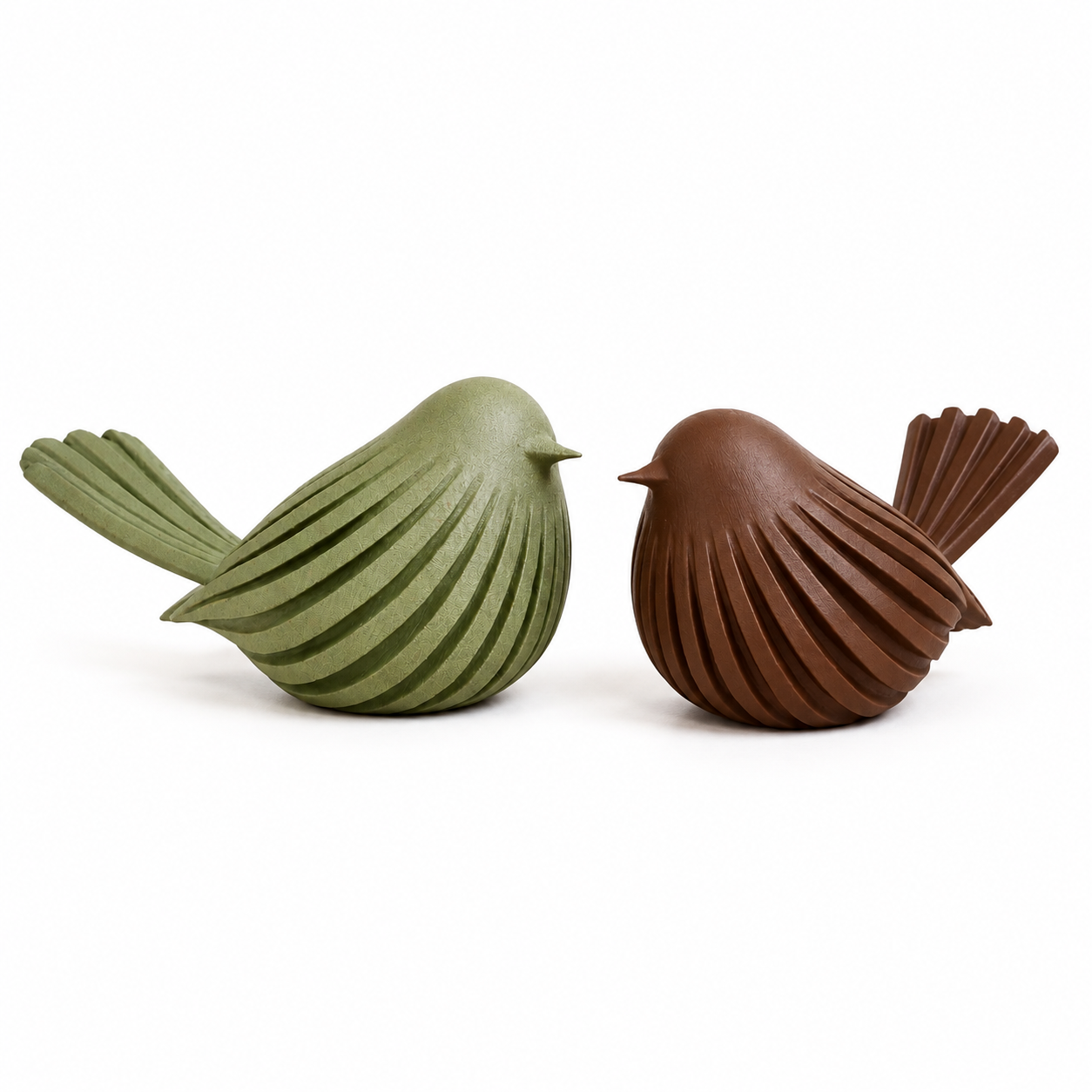Uccellino Decorativo con Texture a Costole – Scultura da Arredo