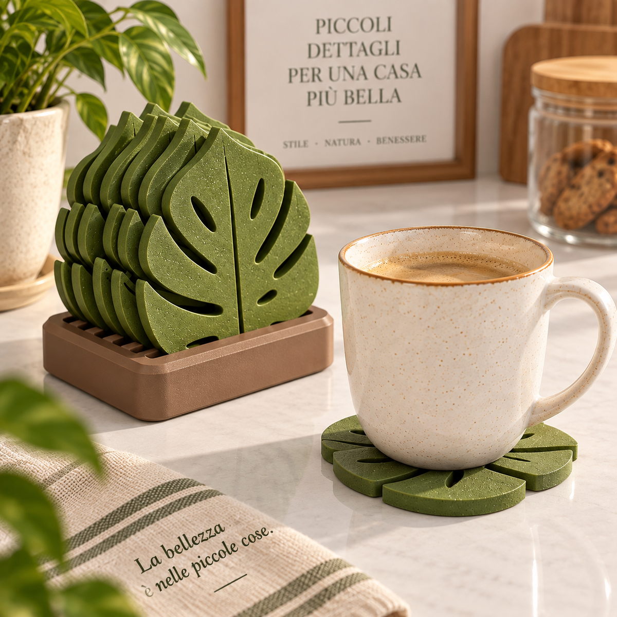 Sottobicchieri Monstera – Set con 6 Porta Sottobicchieri