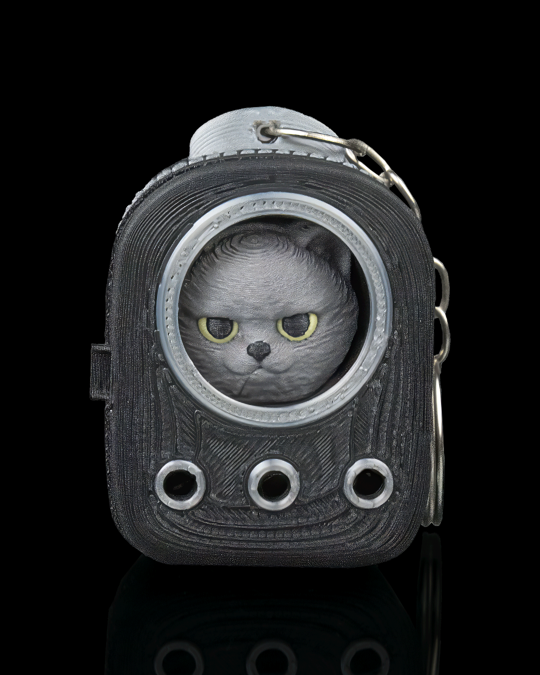 Portachiavi zainetto con gatto british shorthair stampato in 3D