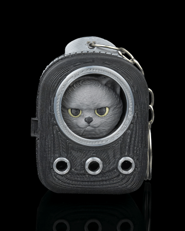 Portachiavi zainetto con gatto british shorthair stampato in 3D