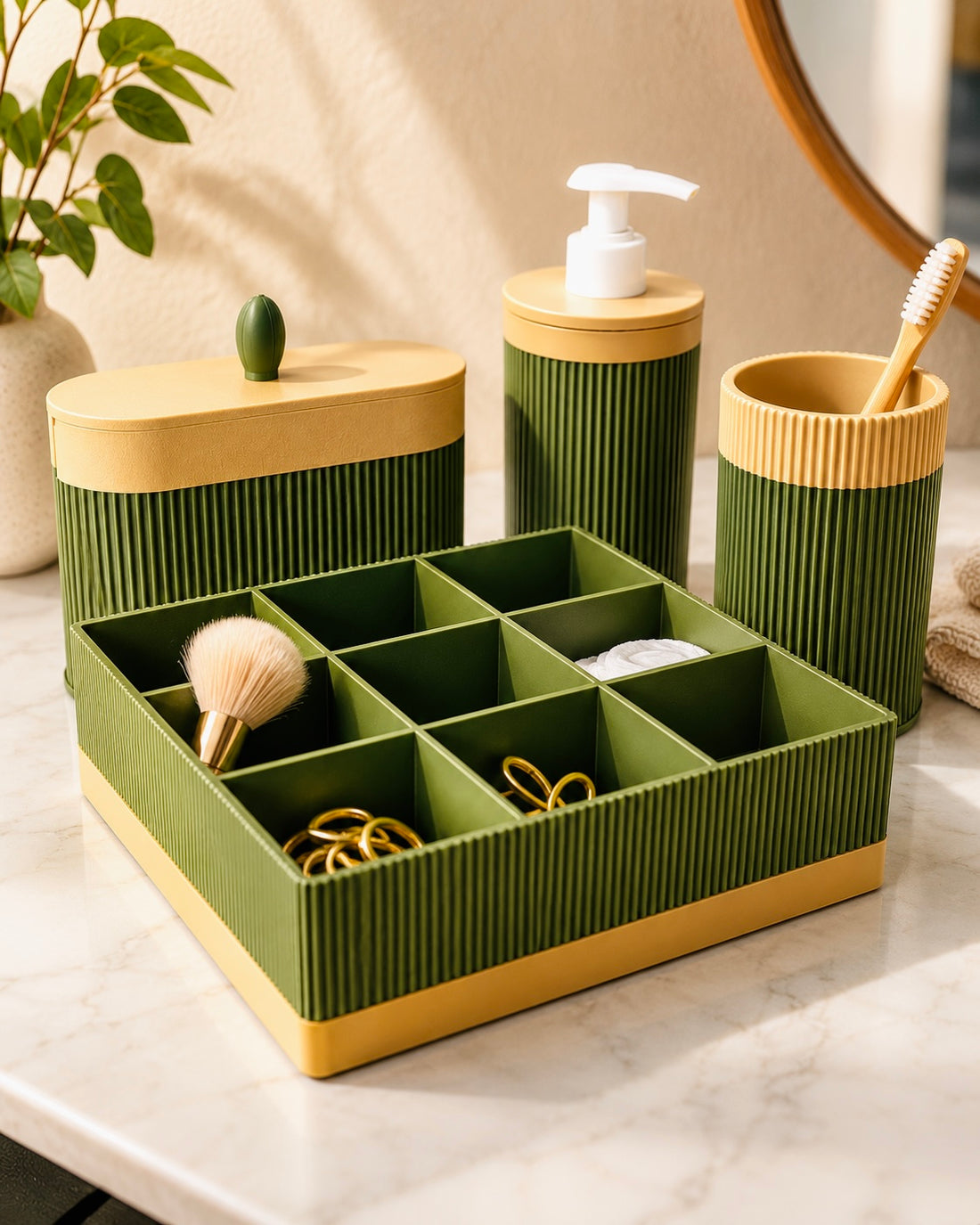 Set Bagno 4 Pezzi – Dispenser, Portaspazzolini 3D