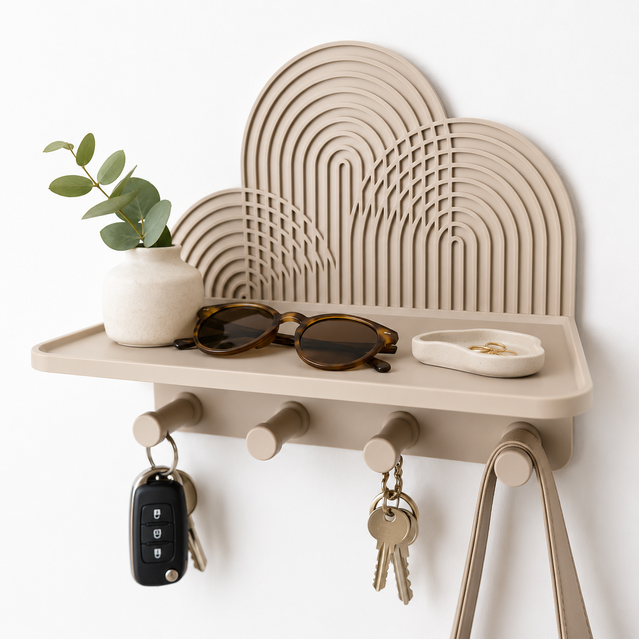 Organizer da Parete con Mensola e Ganci – Design Moderno e Funzionale