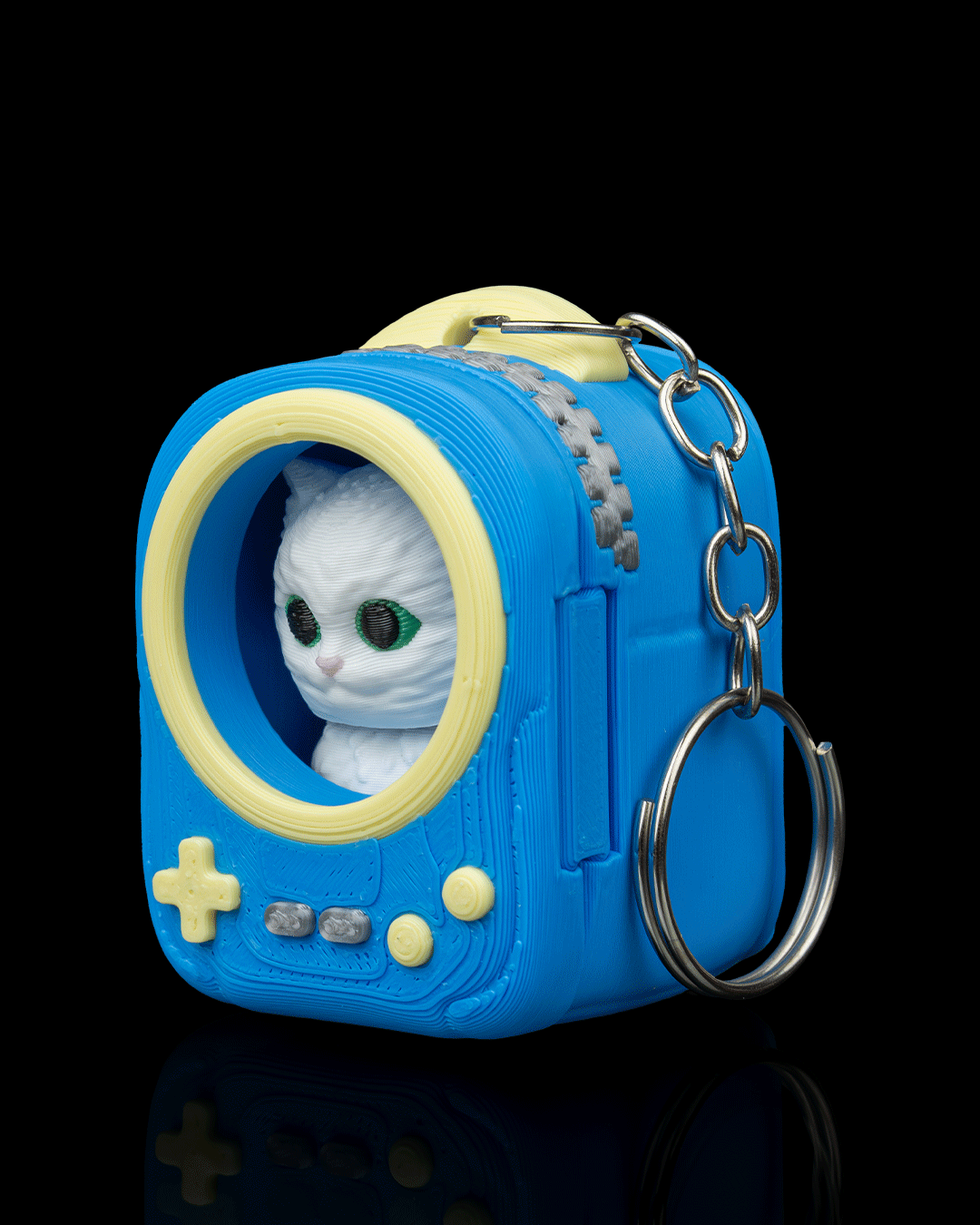 Portachiavi zainetto con gatto angora stampato in 3D