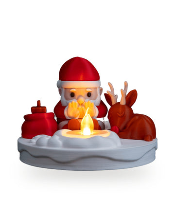 Lampada Babbo Natale al Falò con Candela LED