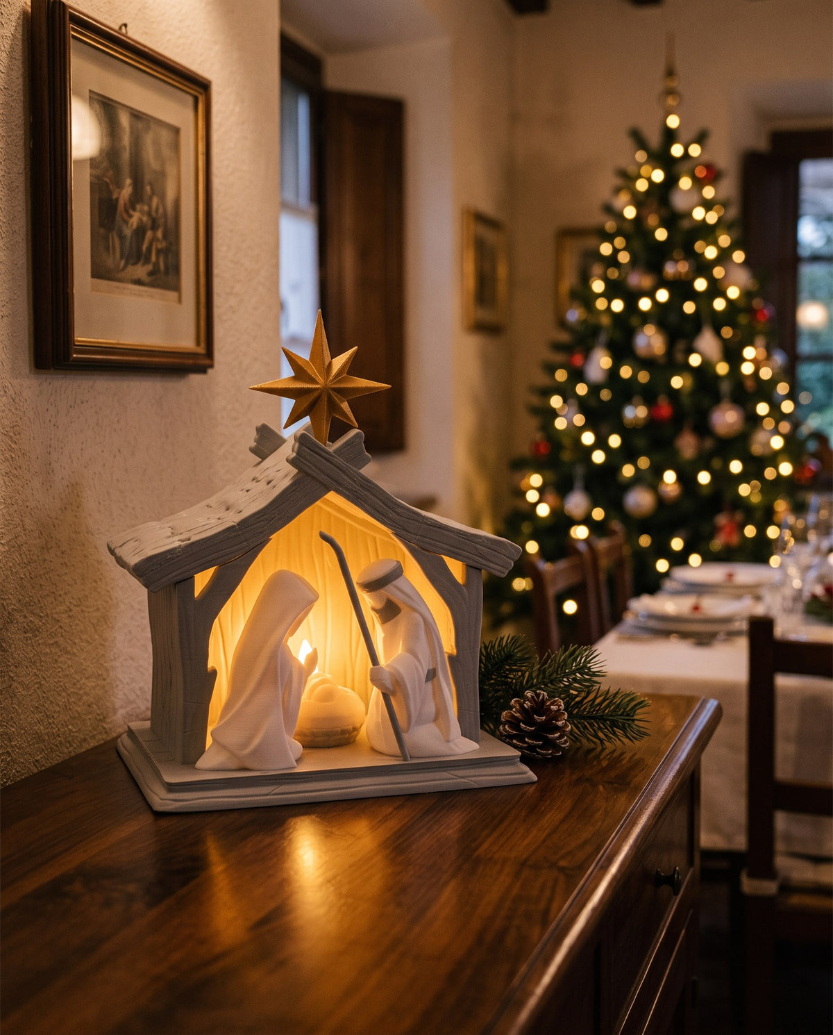 Lampada Presepe Illuminato con Candela LED - ambientata