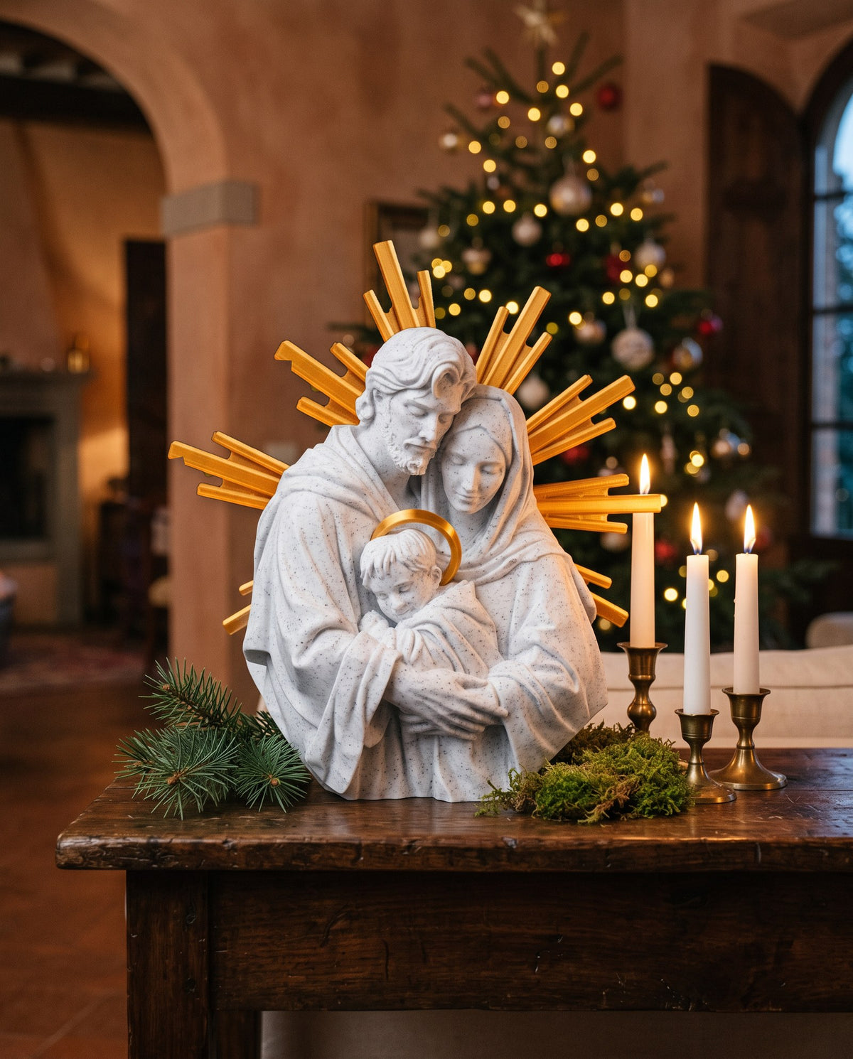 Sacra Famiglia con Raggiera Dorata - ambientata